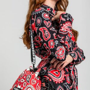 BOLSO TIPO SACO CON FLECOS ESTAMPADO PAISLEY