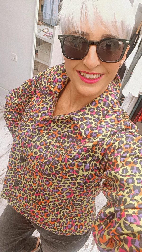 CHAQUETA "I'M FELINA" FLÚOR Y MORADO