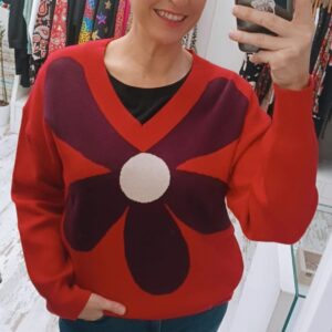 JERSEY ROJO ESCOTE PICO FLOR