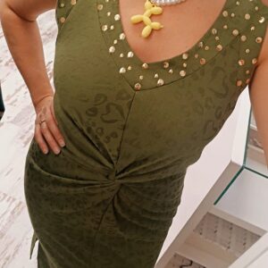 VESTIDO VERDE SUTIL ANIMAL PRINT - Imagen 2