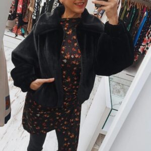 BOMBER DE PELO COLOR NEGRO